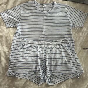 Lake Blue and White Striped Pajamas